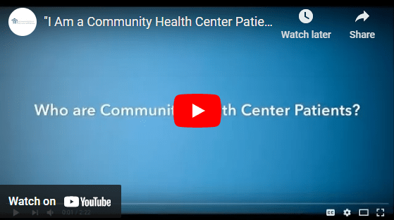 Blue screen with text 'Who are Community Health Center Patients?'